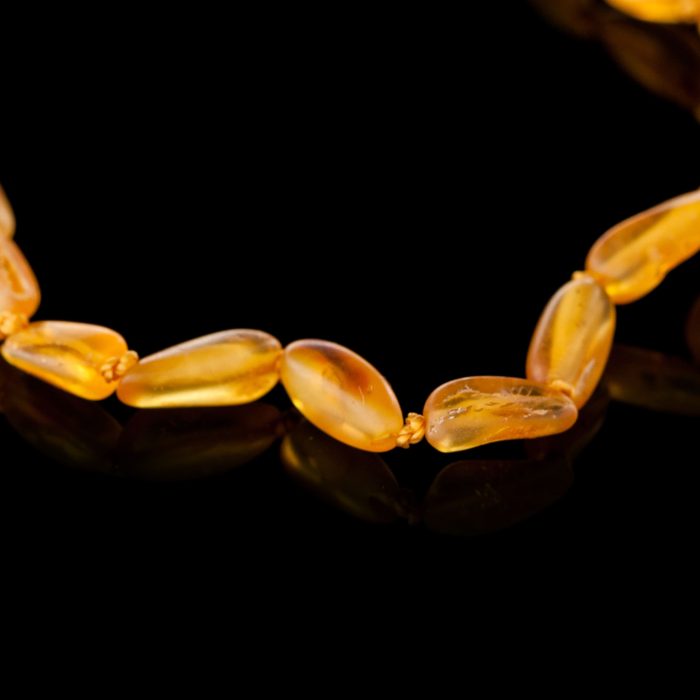 Amber Baby Teething Necklace - Matte Olive Shape Beads BN065 - Image 2