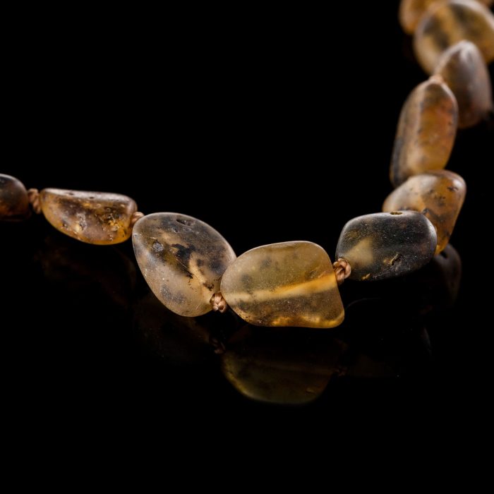 Amber Baby Teething Necklace - Matte Flat Shape Beads BN053 - Image 2