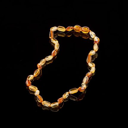 Amber Baby Teething Necklace - Olive Shape Beads BN078