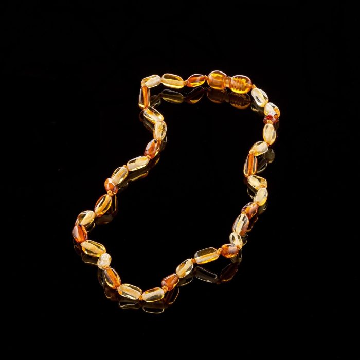Amber Baby Teething Necklace - Olive Shape Beads BN078 - Image 1