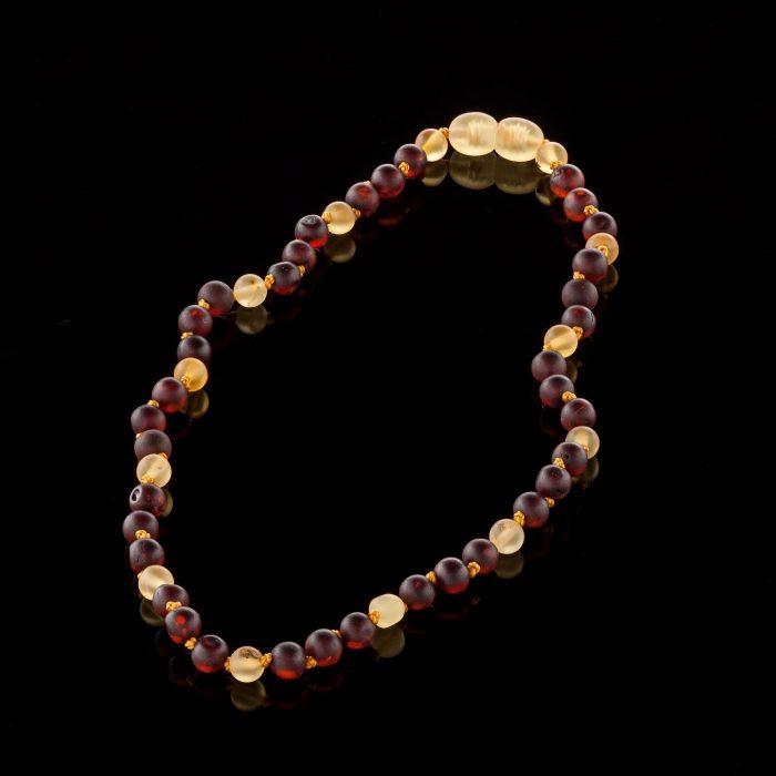 Amber Baby Teething Necklace - Round Baroque Beads BN074 - Image 1