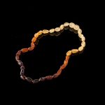 Amber Baby Teething Necklace - Matte Olive Shape Beads BN070