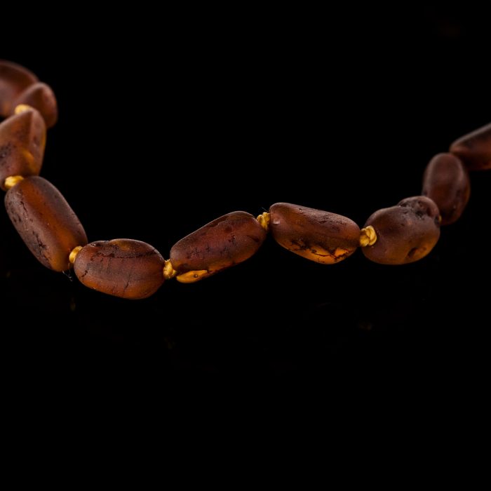 Amber Baby Teething Necklace - Matte Olive Shape Beads BN067 - Image 2