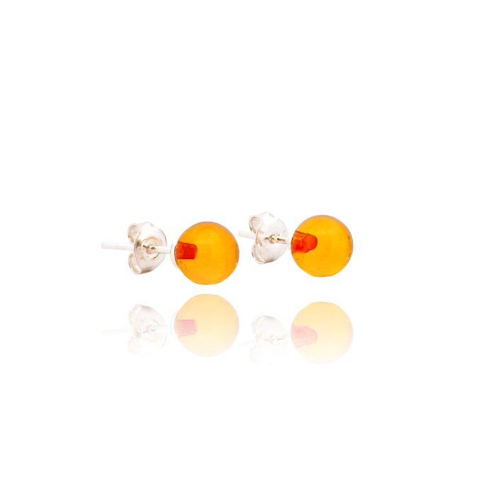 Amber Earrings Studs - 925 Sterling Silver EAR003 - Image 2