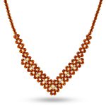 Amber Necklace - Braided V-Shape Faceted Beads MUN042