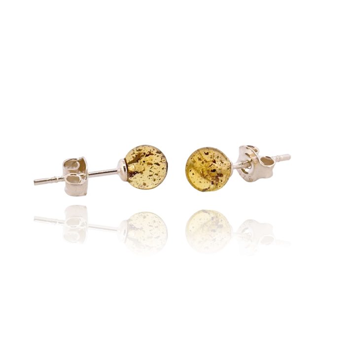 Amber Earrings Studs - 925 Sterling Silver EAR008 - Image 2