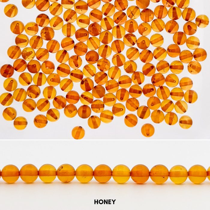 2 Amber Loose Beads - Round Ball Beads LB020 - Image 3