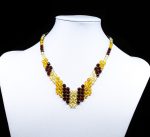 Amber Necklace - Braided V-Shape Faceted Beads MUN040 - Image 3