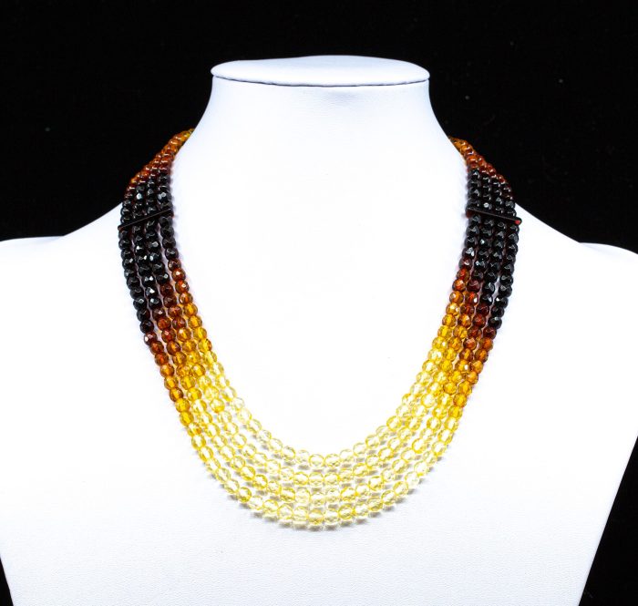 Amber Necklace - Multi-string Faceted Beads MUN001 - Image 3