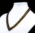 Amber Necklace - Braided V-Shape Faceted Beads MUN034
