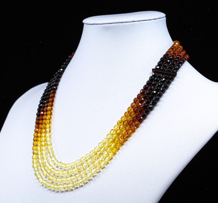 Amber Necklace - Multi-string Faceted Beads MUN001 - Image 2