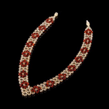 Amber Necklace - Braided V-Shape Faceted Beads MUN002
