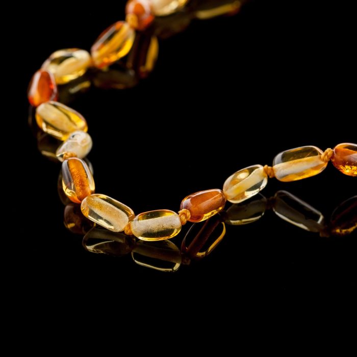 Amber Baby Teething Necklace - Olive Shape Beads BN078 - Image 2