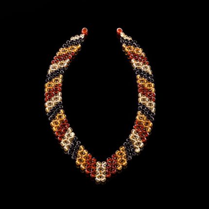 Amber Necklace - Braided V-Shape Faceted Beads MUN003