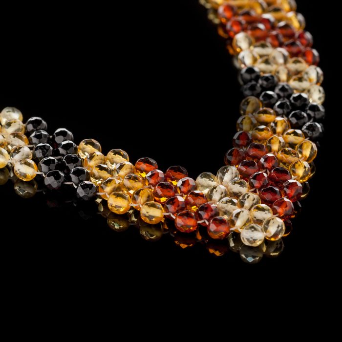 DS_1059 Amber Necklace - Braided V-Shape Faceted Beads MUN003 - Image 2