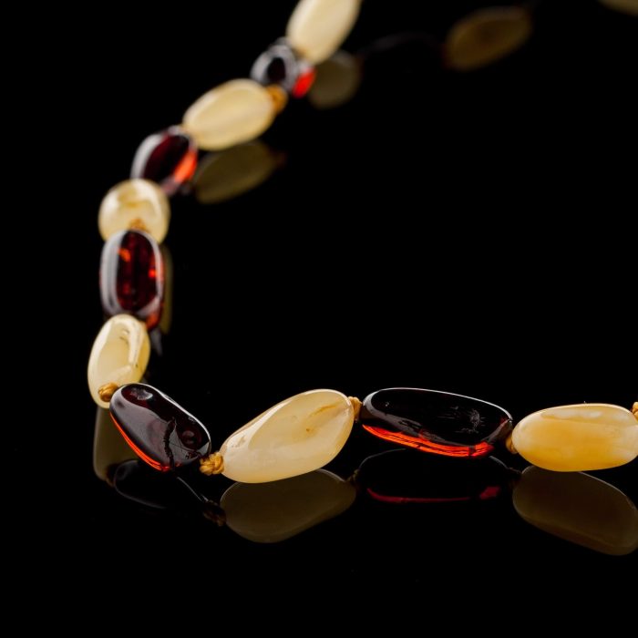 Amber Baby Teething Necklace - Olive Shape Beads BN085 - Image 2